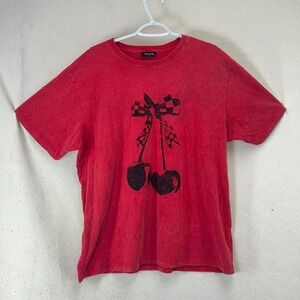 Zutter Red Faded Cherry Bow Graphic Tee Womens M Short Sleeve Made In USA